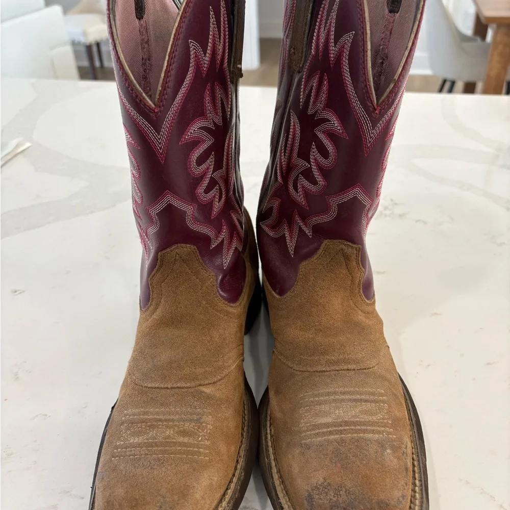 Ariat Women's Delilah Brown and Burgundy Western Boots - Picture 1 of 7